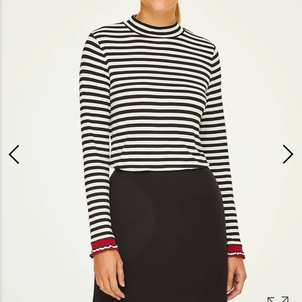 LOFT Outlet Stripe Ribbed Turtleneck Top - M
